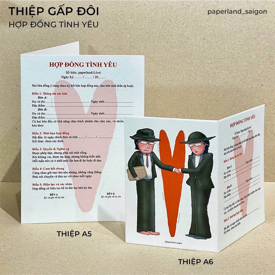 THIỆP GẤP ĐÔI "HỢP ĐỒNG TÌNH YÊU"