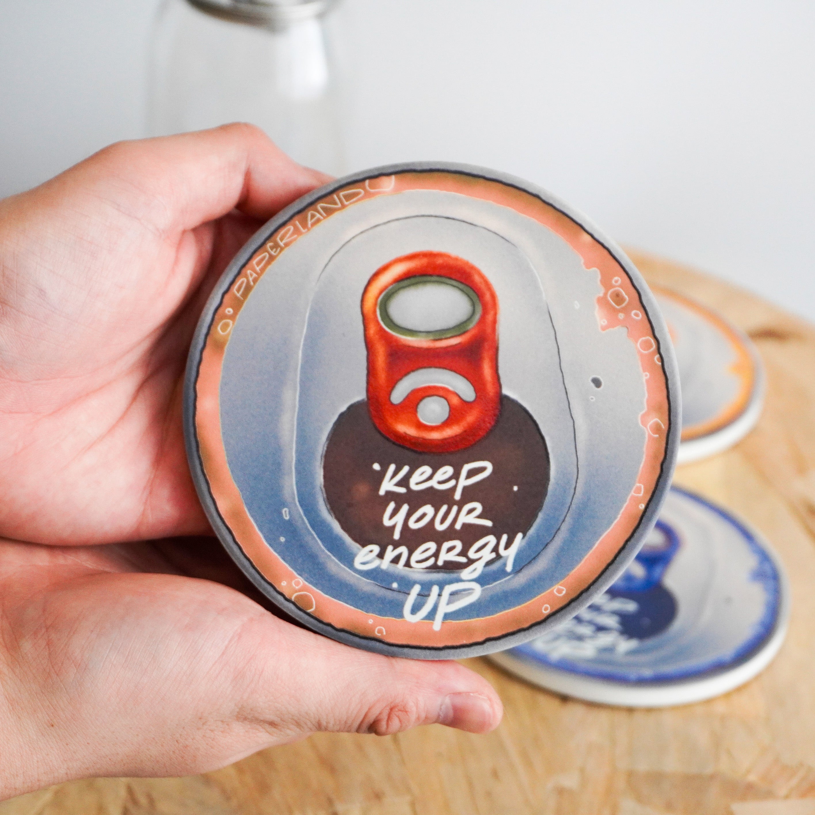 "KEEP YOUR ENERGY UP" CERAMIC COASTER