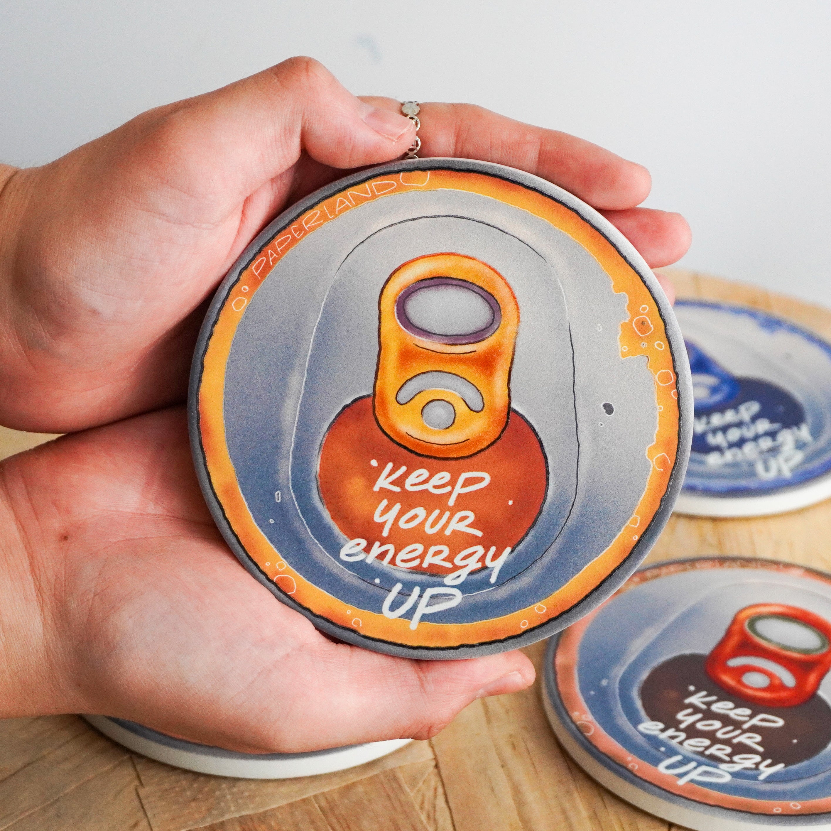 "KEEP YOUR ENERGY UP" CERAMIC COASTER