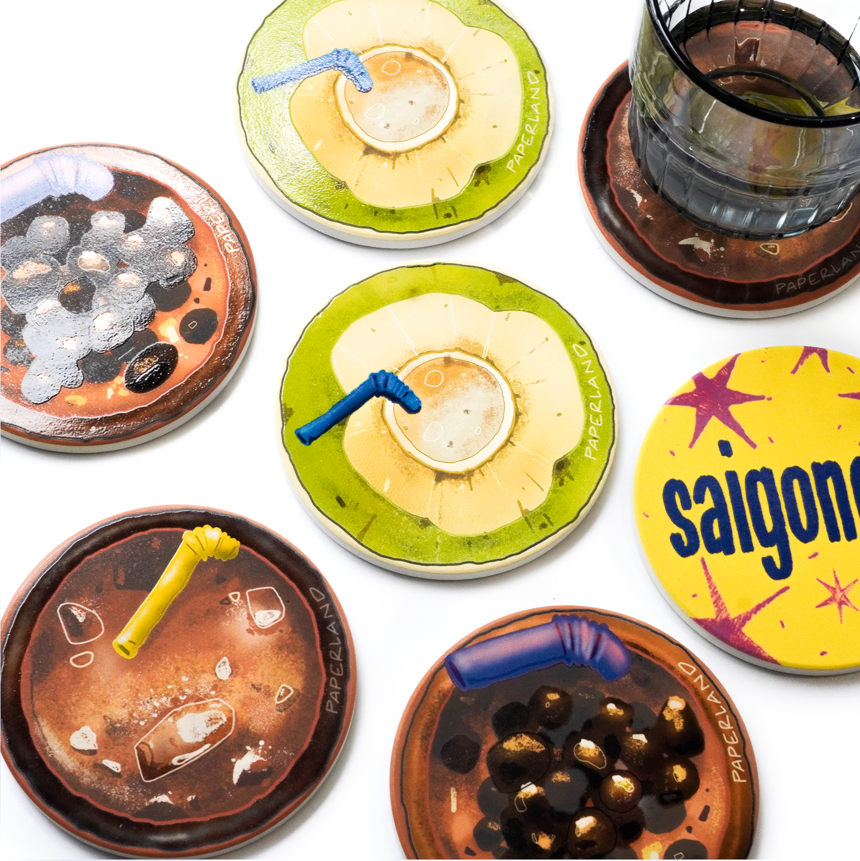 LÓT LY GỐM "SAIGONESE" - CERAMIC COASTER