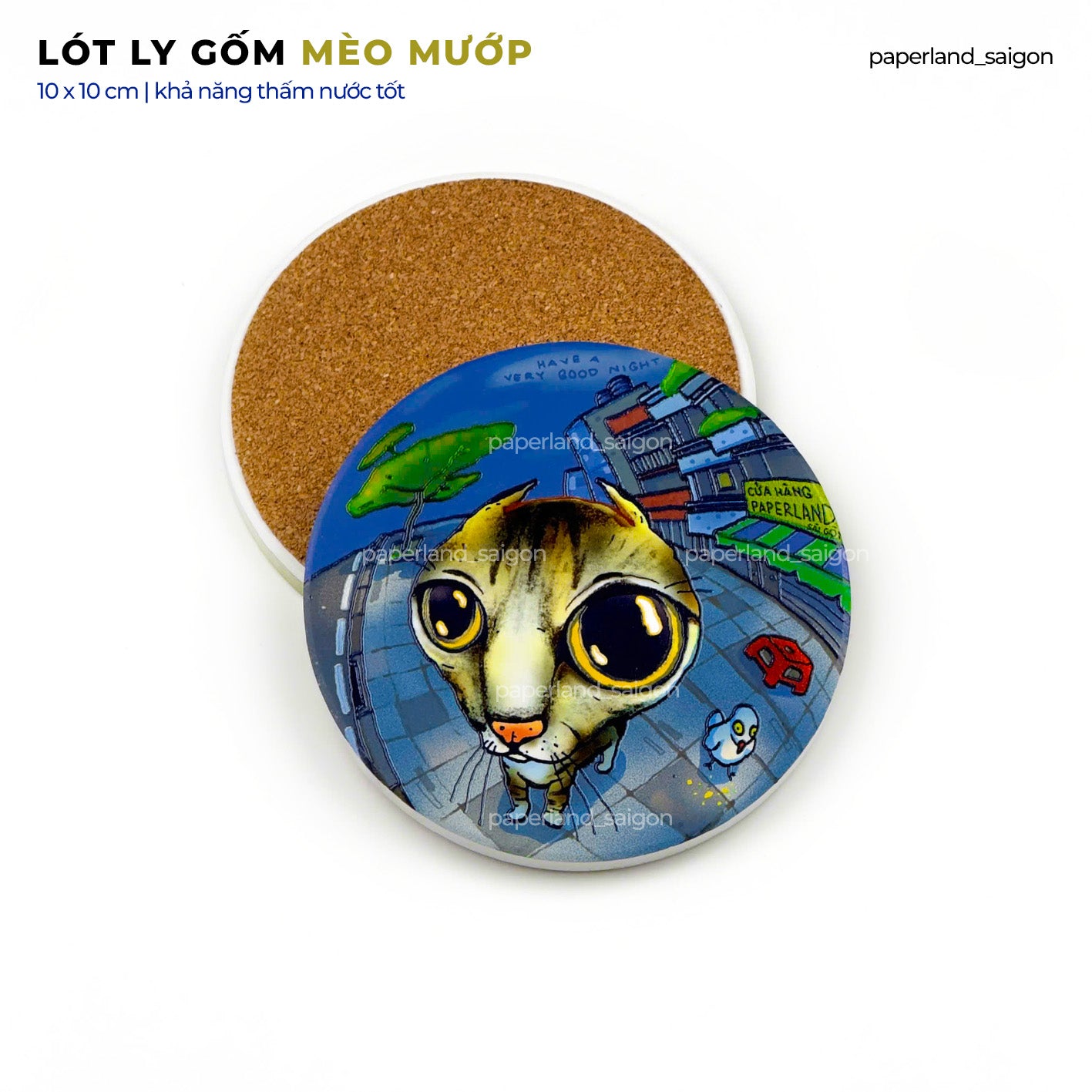 "MÈO MƯỚP" CERAMIC COASTER