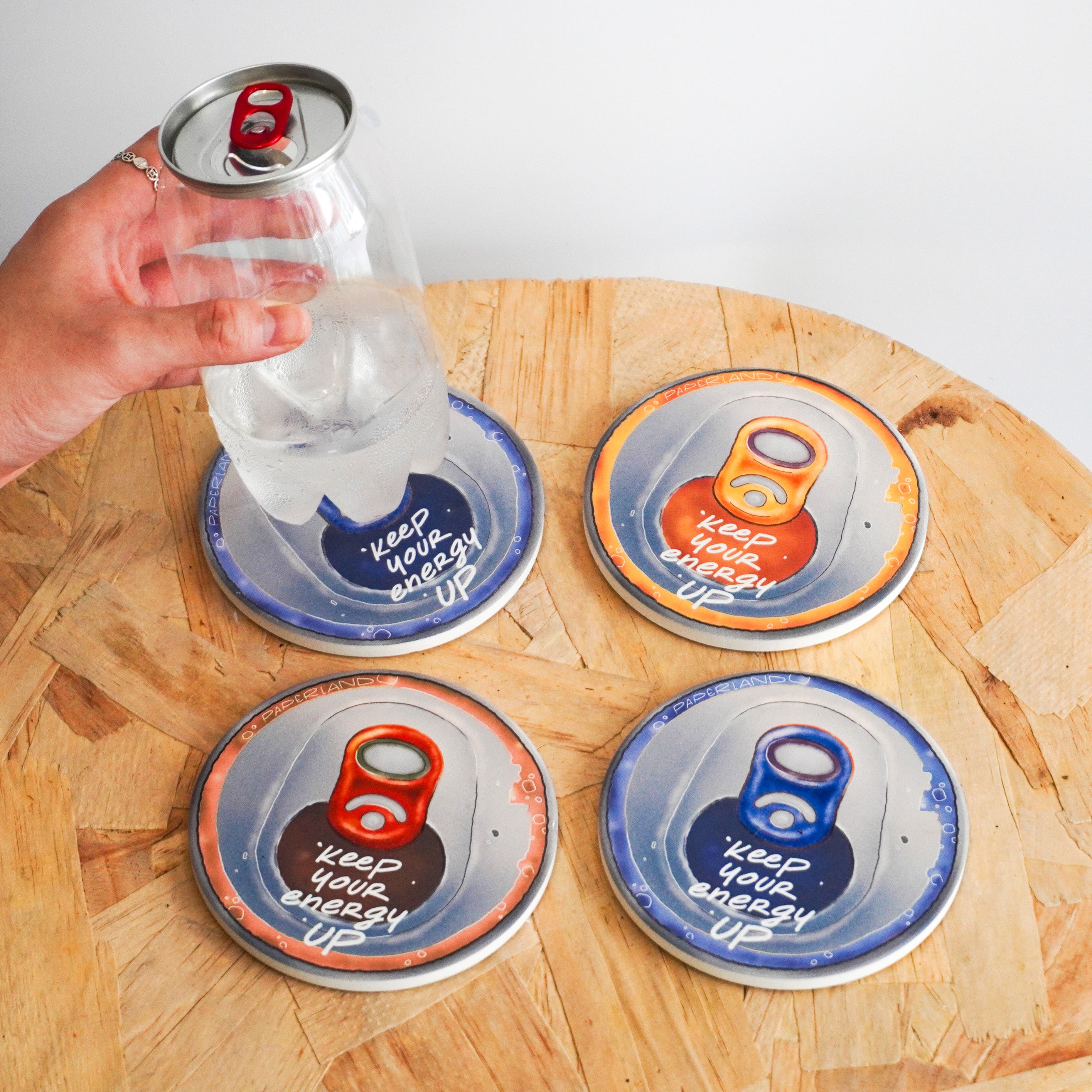 "KEEP YOUR ENERGY UP" CERAMIC COASTER