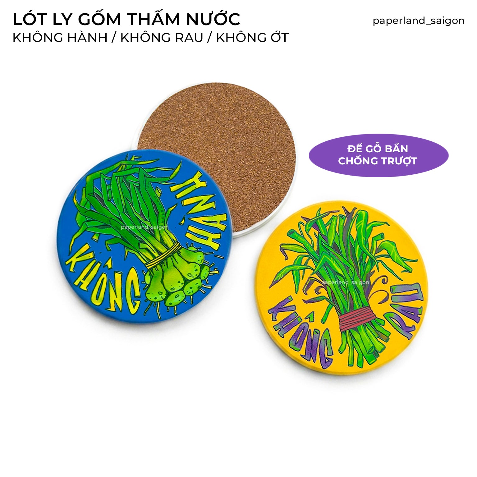 "KHÔNG HÀNH, KHÔNG RAU, KHÔNG ỚT" CERAMIC COASTER