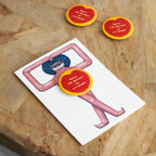 " FROM THE BOTTOM OF MY HEART" POSTCARD + PIN CÀI