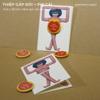 " FROM THE BOTTOM OF MY HEART" POSTCARD + PIN CÀI