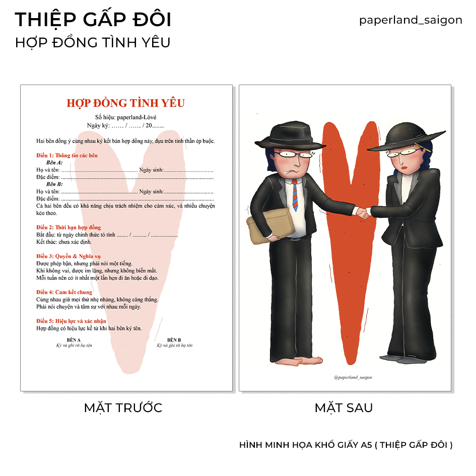 THIỆP GẤP ĐÔI "HỢP ĐỒNG TÌNH YÊU"