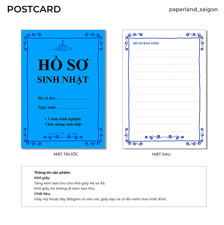 "HỒ SƠ SINH NHẬT" POSTCARD