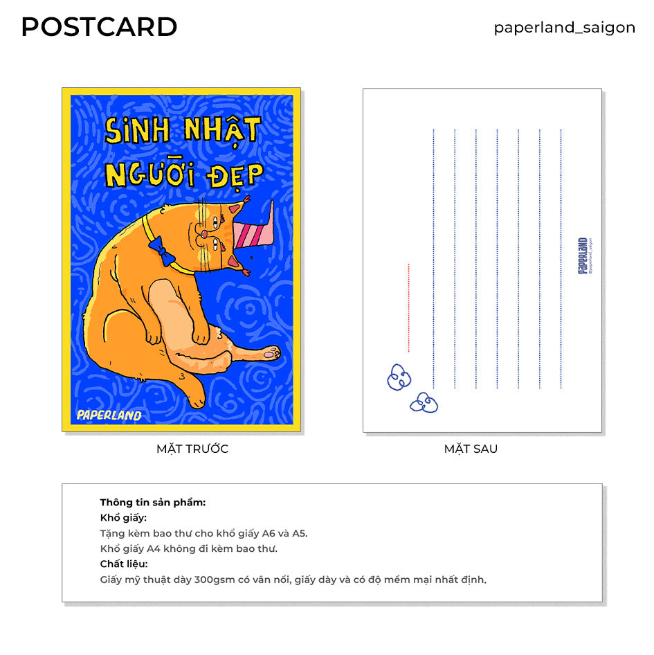 "PRETTY BIRTHDAY CAT" POSTCARD