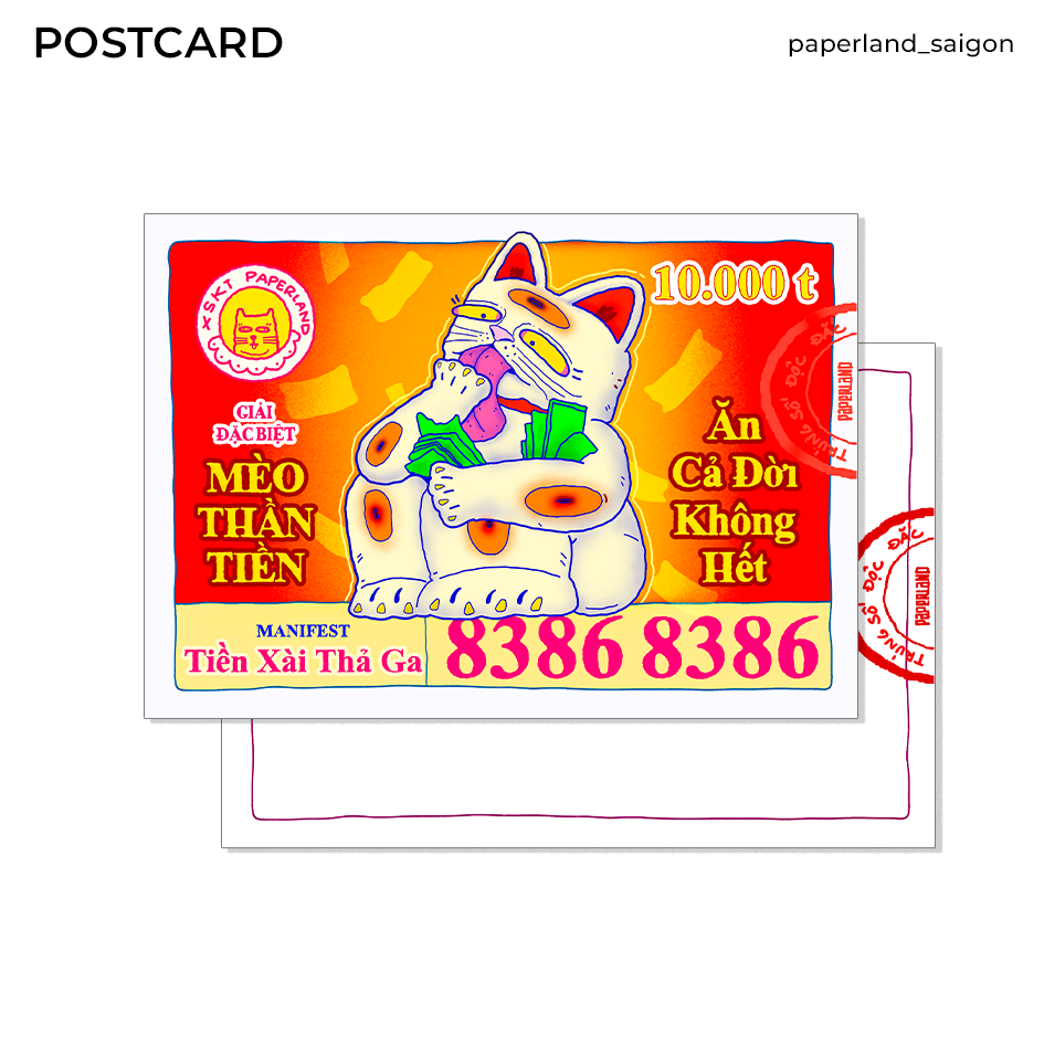 "VÉ SỐ LỜI CHÚC GIÀU CÓ" POSTCARD