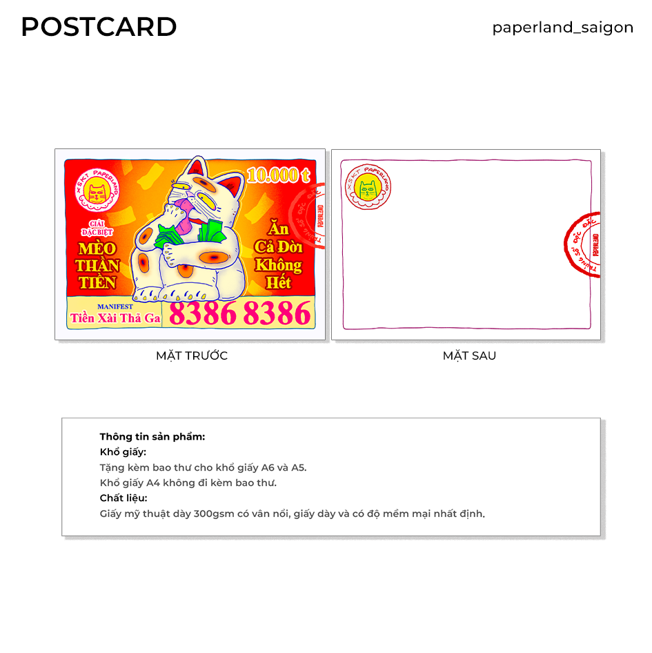 "VÉ SỐ LỜI CHÚC GIÀU CÓ" POSTCARD