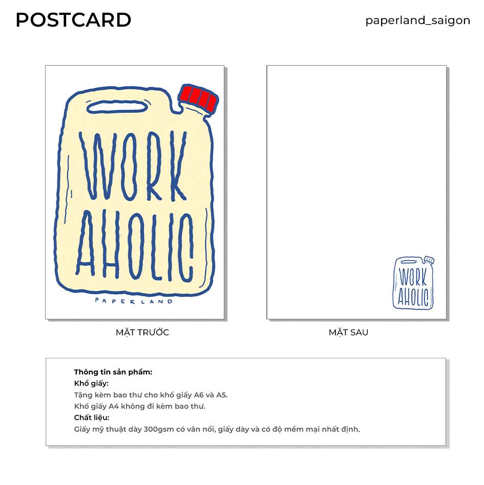 "WORKAHOLIC" POSTCARD