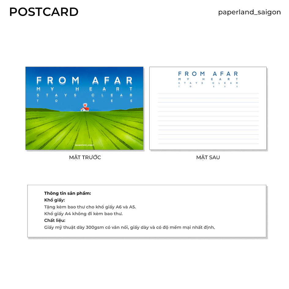 "FROM AFAR, MY HEART STAYS CLEAR TO SEE" POSTCARD