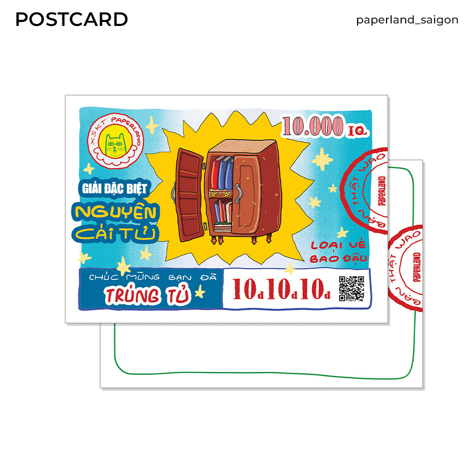 "VÉ SỐ TRÚNG TỦ" POSTCARD
